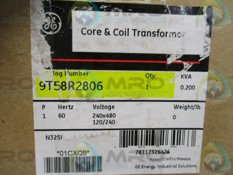 GENERAL ELECTRIC 9T58R2806 TRANSFORMER .200KVA *NEW IN BOX*