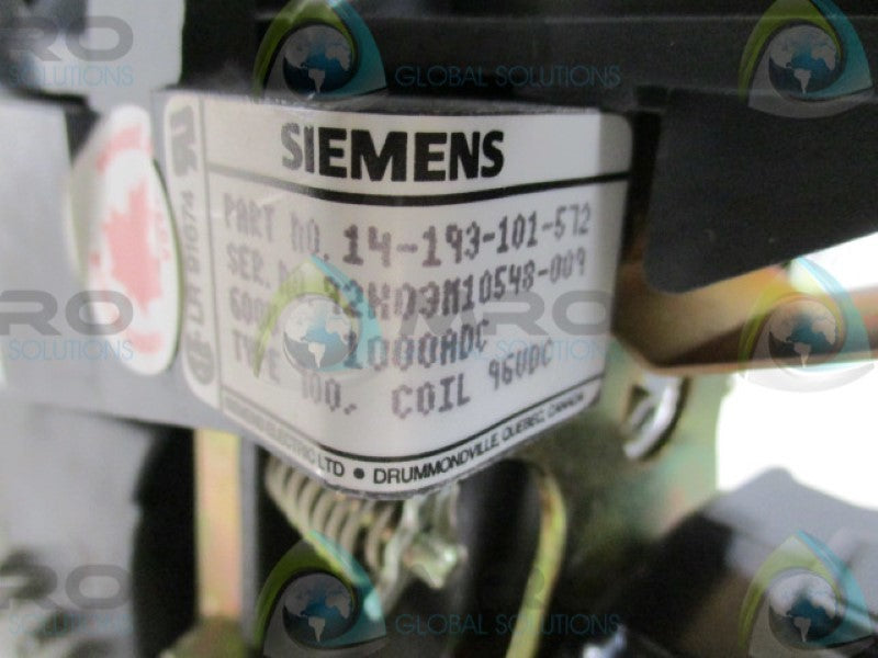 SIEMENS 14-193-101-572 CONTACTOR 96VDC (MISSING ACCESSORIES) *NEW NO BOX*