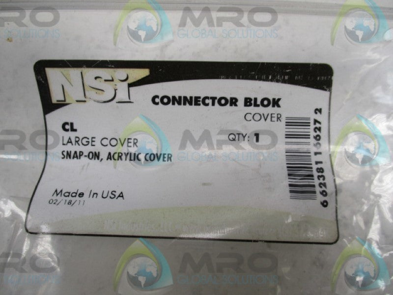 NSI CL SNAP-ON ACRYLIC LARGE COVER FOR CONNECTOR BLOCK *NEW IN FACTORY BAG*