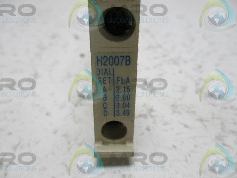 CUTLER HAMMER H2007B OVERLOAD THERMAL UNIT 2.15-3.49 UNMP
