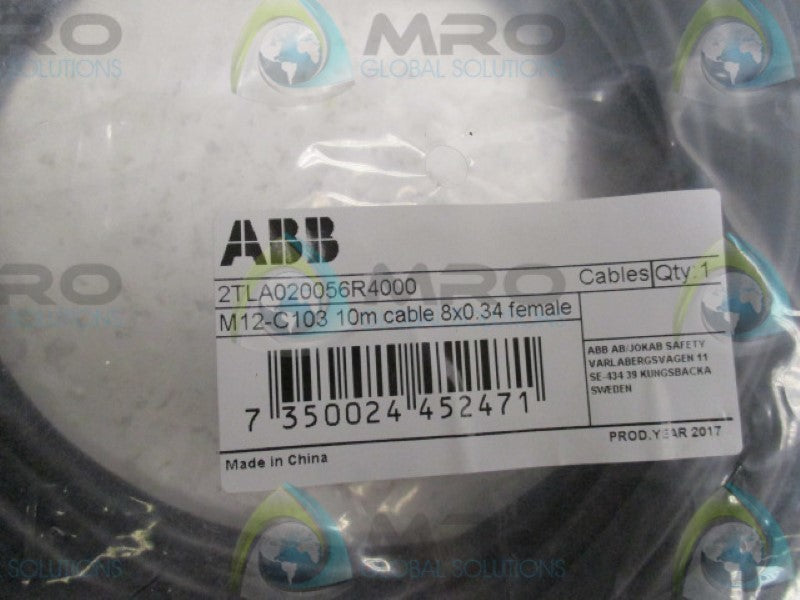 ABB 2TLA020056R4000 M12-C103 CABLE 10M * NEW IN FACTORY BAG *