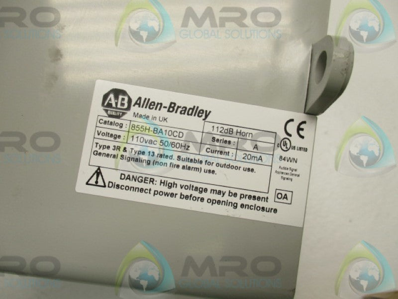 ALLEN BRADLEY 855H-BA10CD HORN 15VAC (MISSING ACCESSORIES) * NEW NO  BOX *