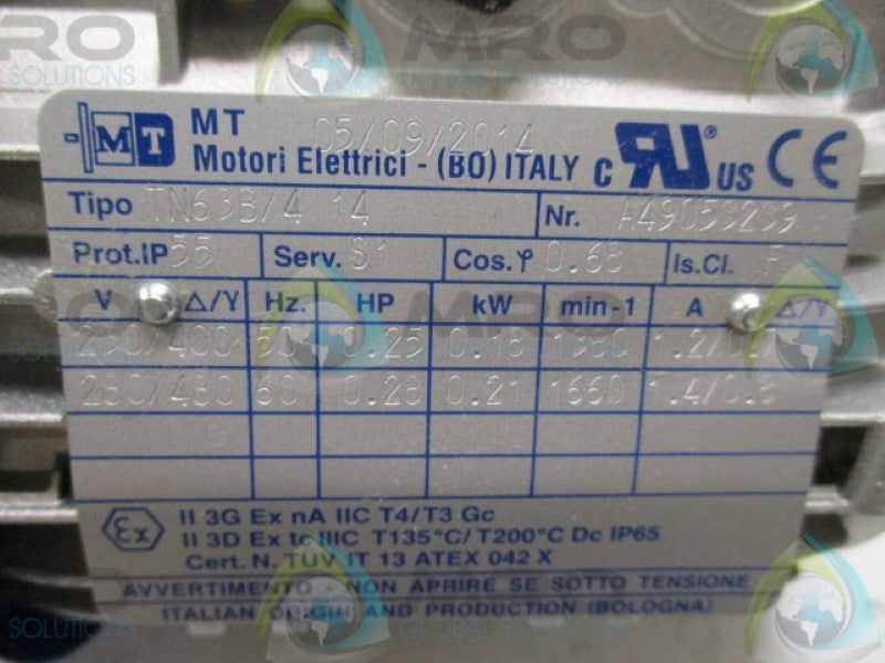 MT TN63B/4 MOTOR 0.18/0.21KW * NEW NO BOX *