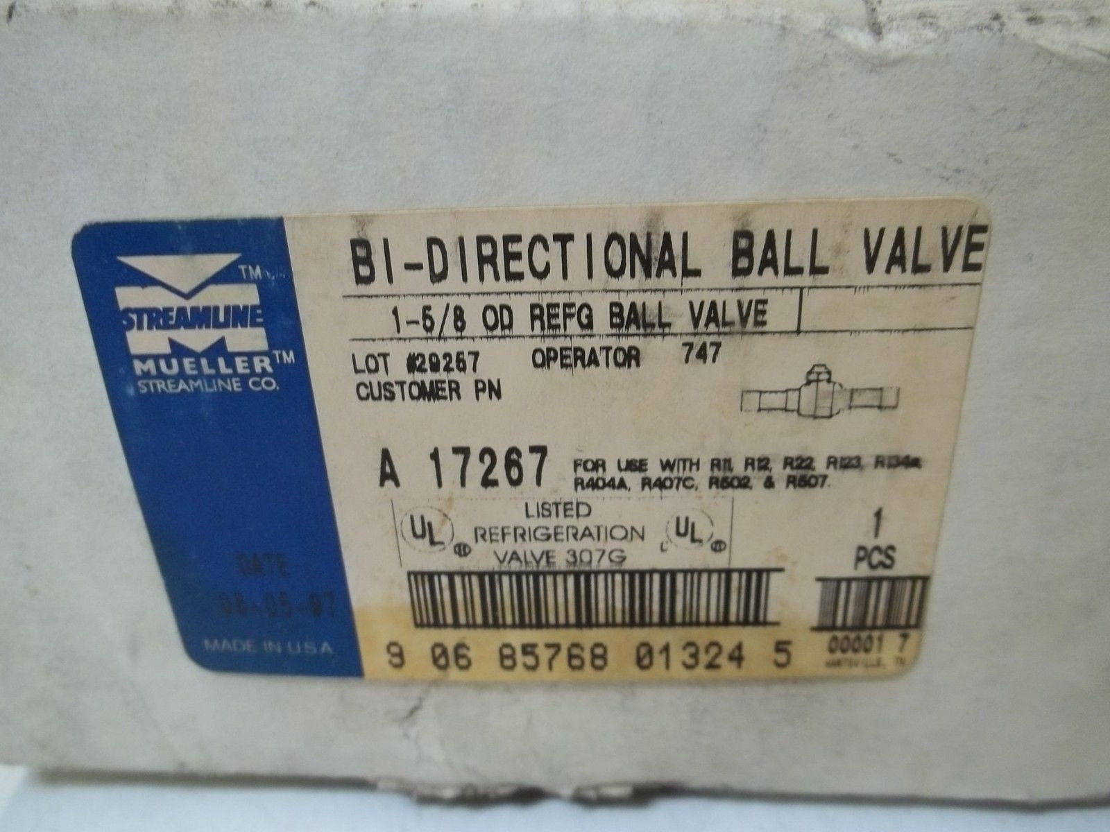 MUELLER A17267 REFRIGERANT BALL VALVE *NEW IN BOX*
