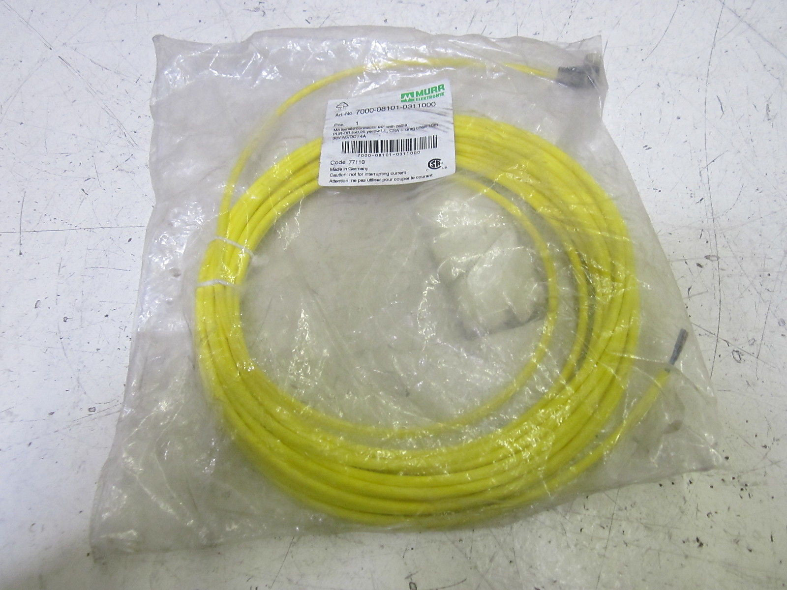 MURR ELEKTRONIK 7000-08101-0311000 M8 FEMALE CONN. CABLE *NEW IN A FACTORY BAG*