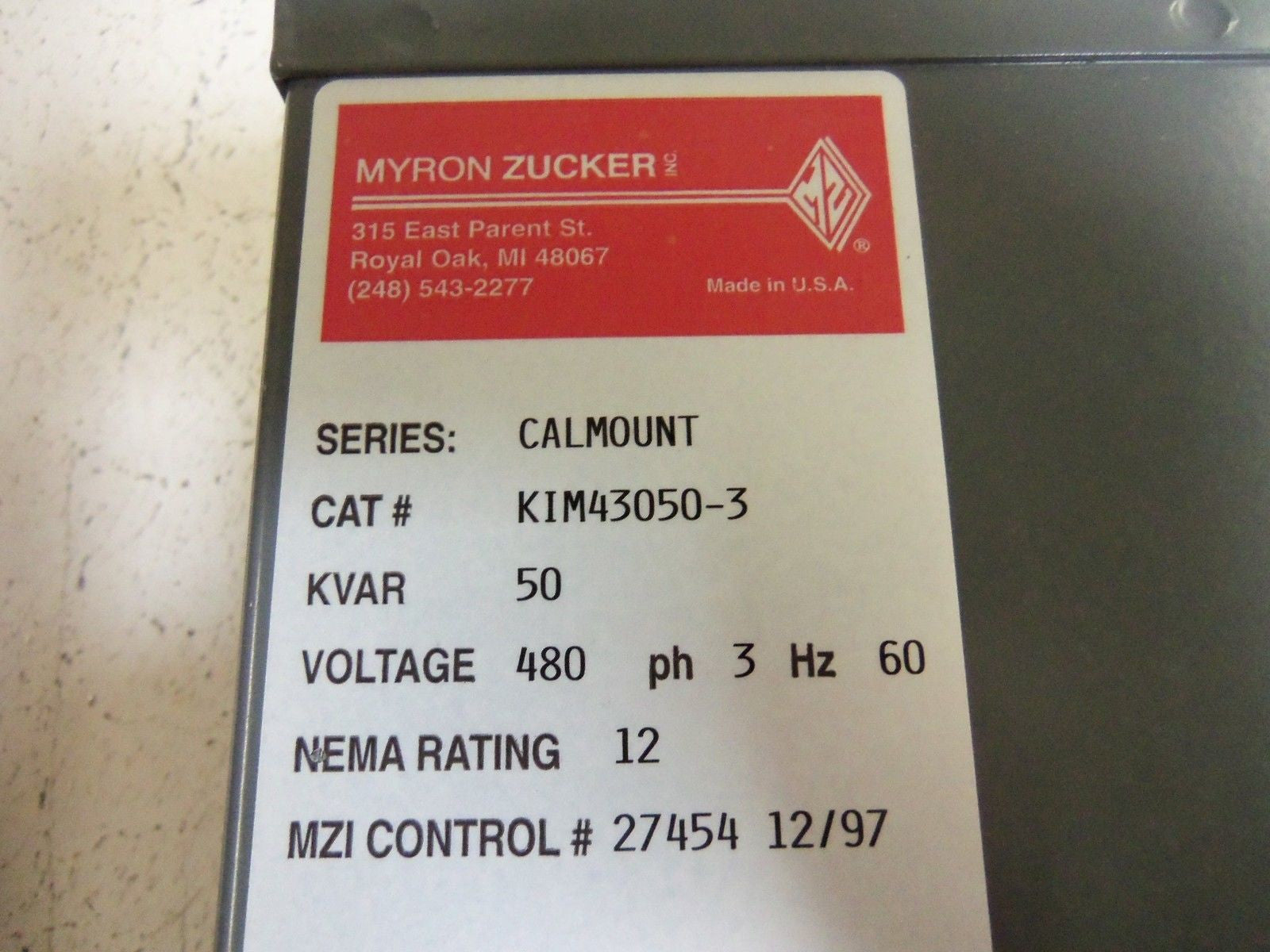 MYRON ZUCKER KIM43050-3 TRANSFORMER *USED*