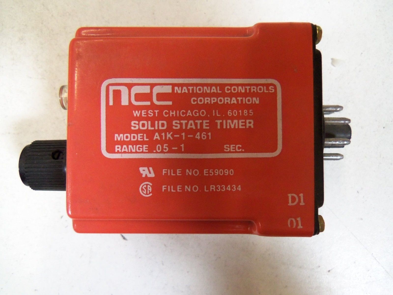 NATIONAL CONTROLS CORPORATION SOLID STATE TIMER A1K-1-461 *USED*