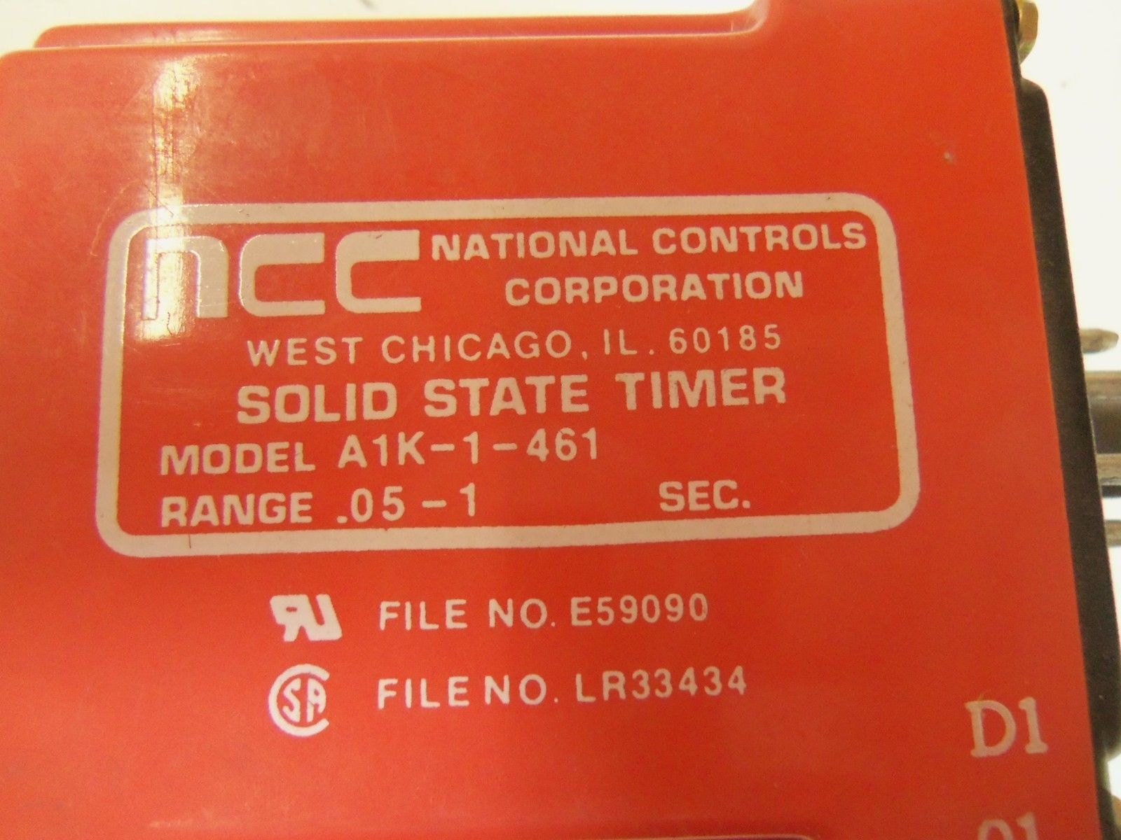 NATIONAL CONTROLS CORPORATION SOLID STATE TIMER A1K-1-461 *USED*