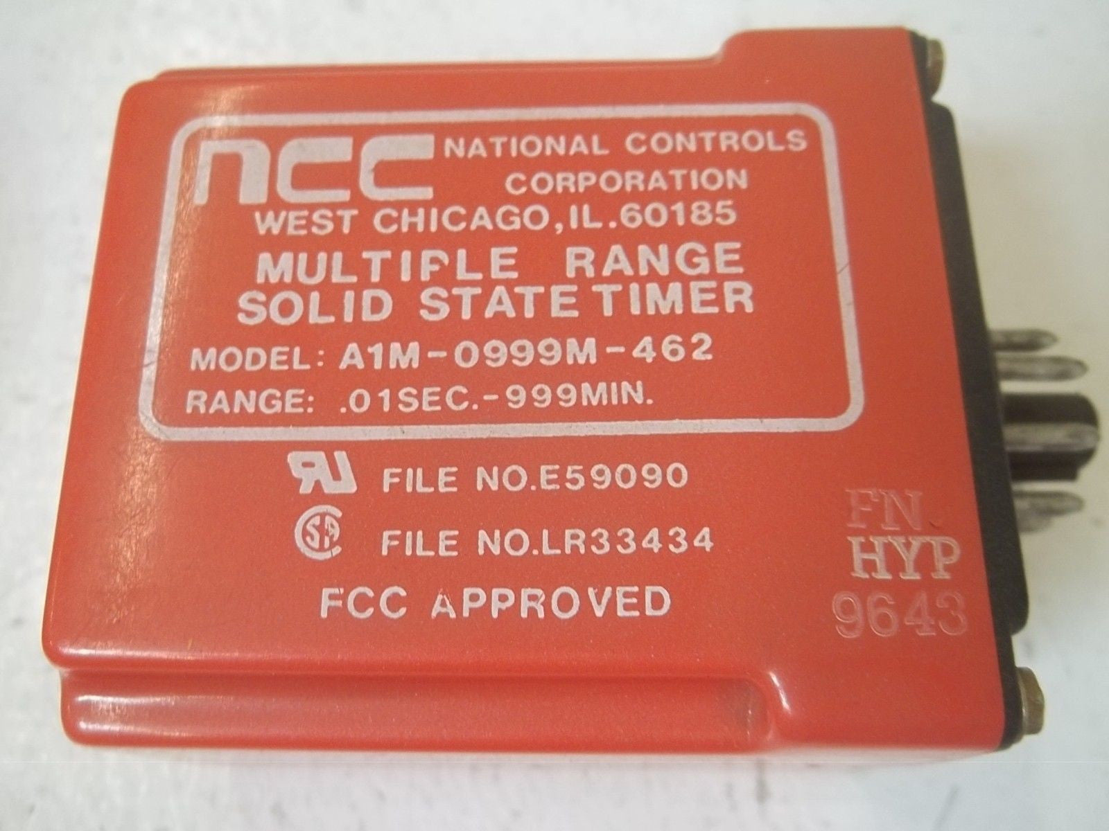 NCC A1M-0999M-462 SOLID STATE TIMER .01 SEC. -999 MIN. *USED*