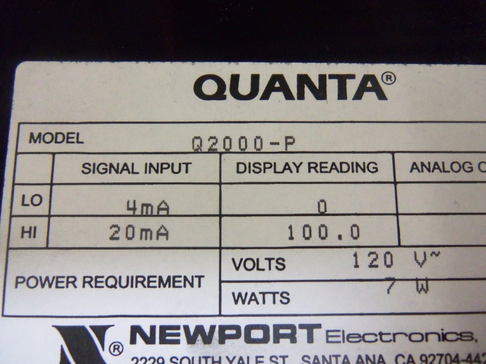 NEWPORT Q2000-P DIGITAL PANEL METER *NEW IN BOX*