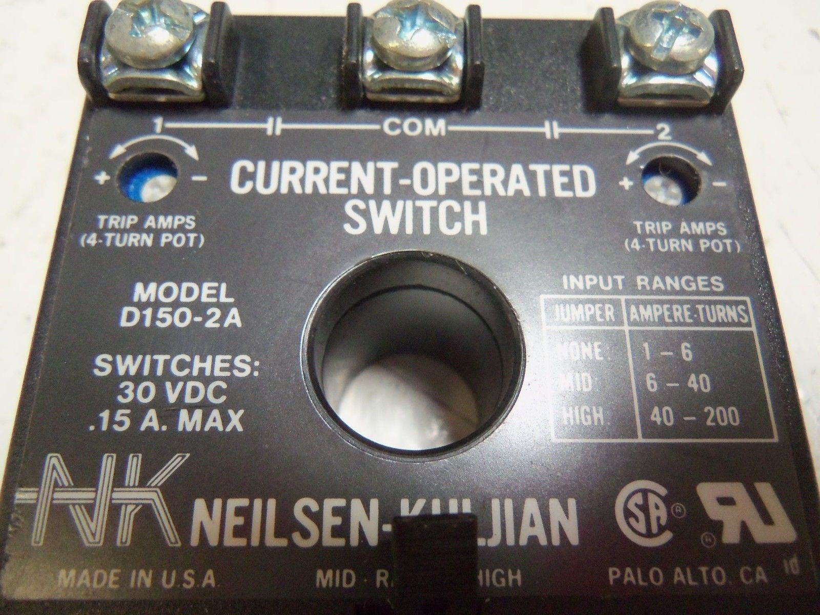 NIELSEN-KULJIAN D150-2A CURRENT-OPERATED SWITCH *USED*