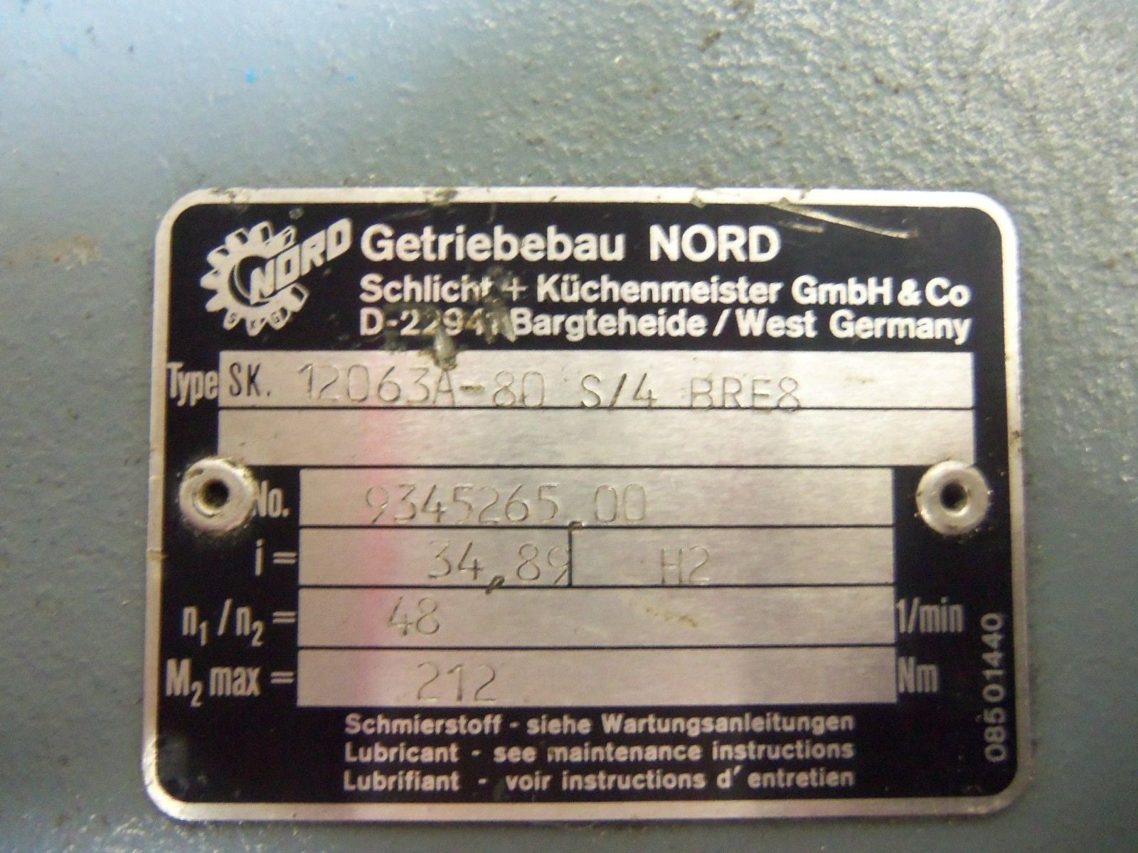 NORD SK12063A-80 GEAR *USED*