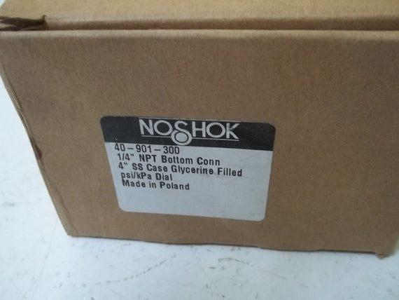 NOSHOK 40-901-300 PRESSURE GAUGE 0/300 PSI 4" *NEW IN BOX*