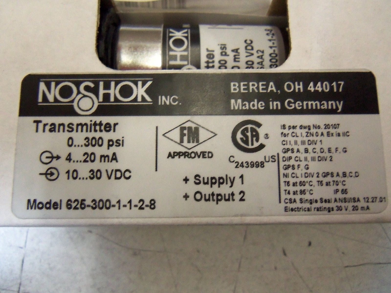 NOSHOK 625-300-1-1-2-8 *NEW IN BOX*