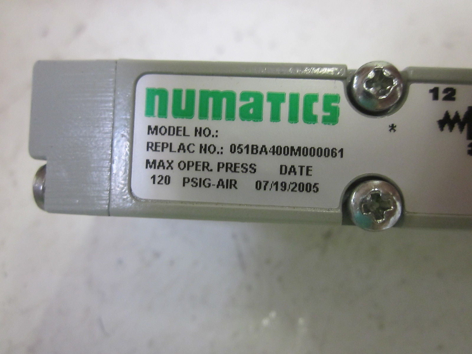 NUMATICS 051BA400M000061 SOLENOID VALVE 24VDC *USED*