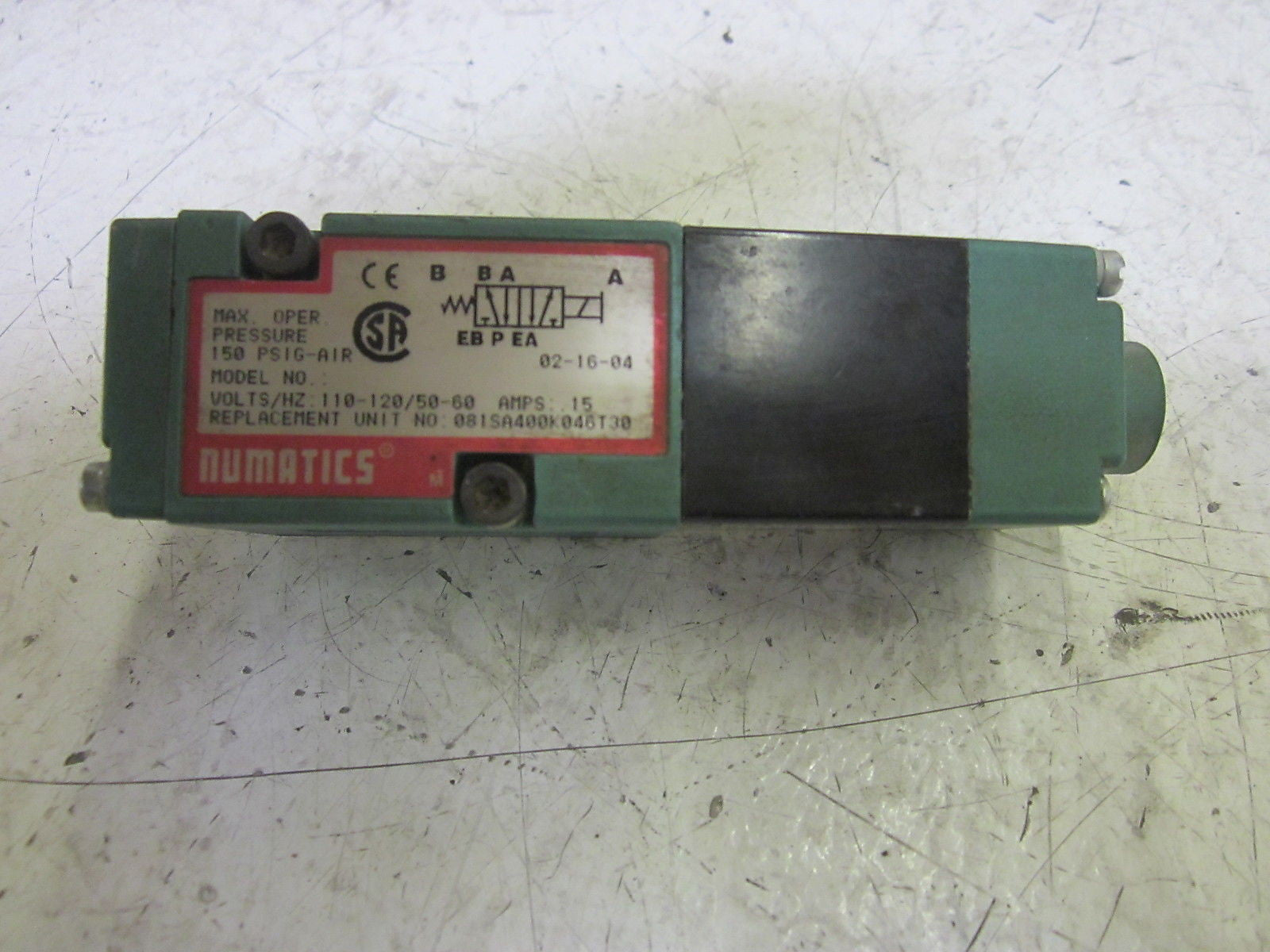 NUMATICS 081SA400K046T30 PNEUMATIC VALVE 120V *USED*