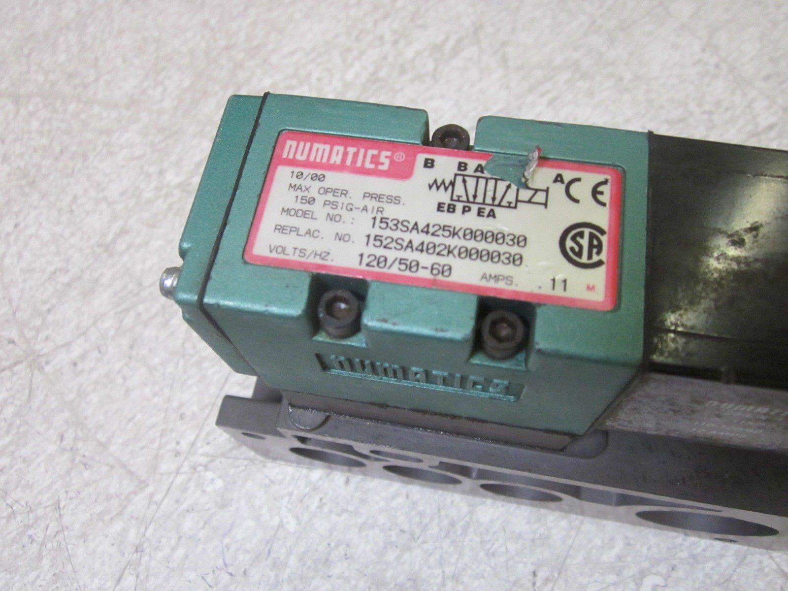 NUMATICS 153SA425K000030 SOLENOID VALVE 120V *USED*
