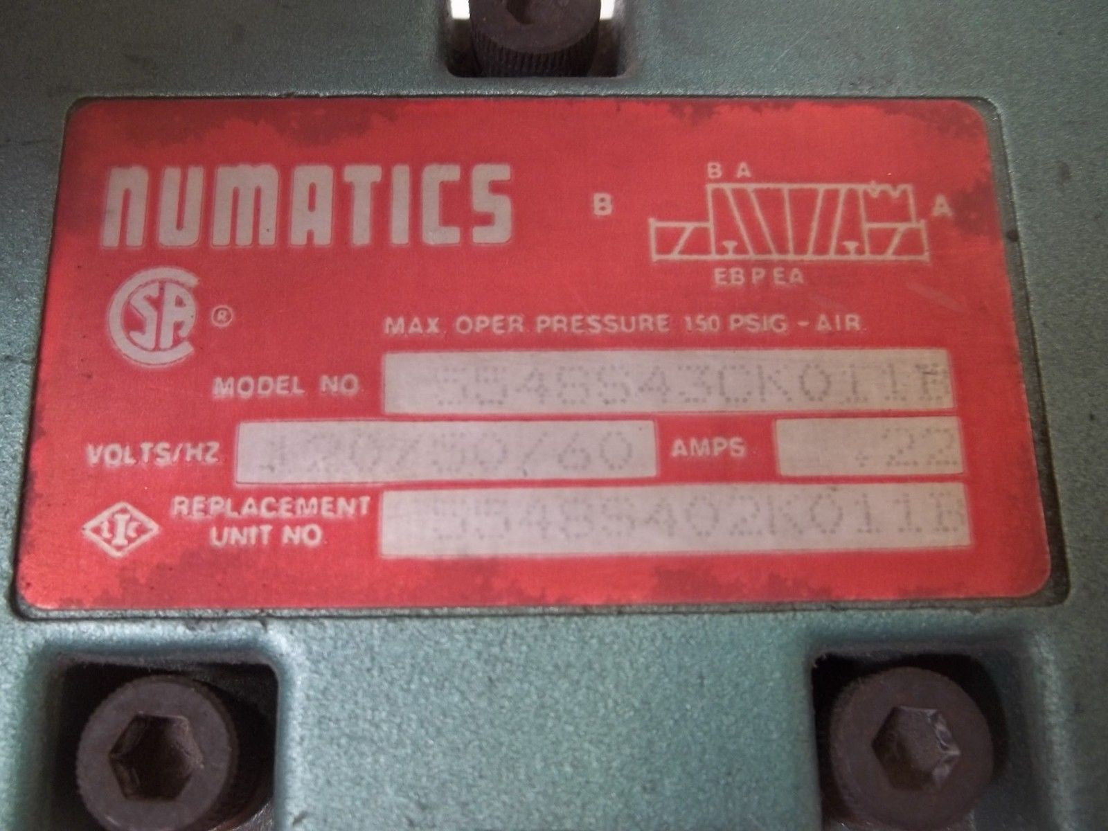 NUMATICS 554SS430K011B PNEUMATIC VALVE *USED*