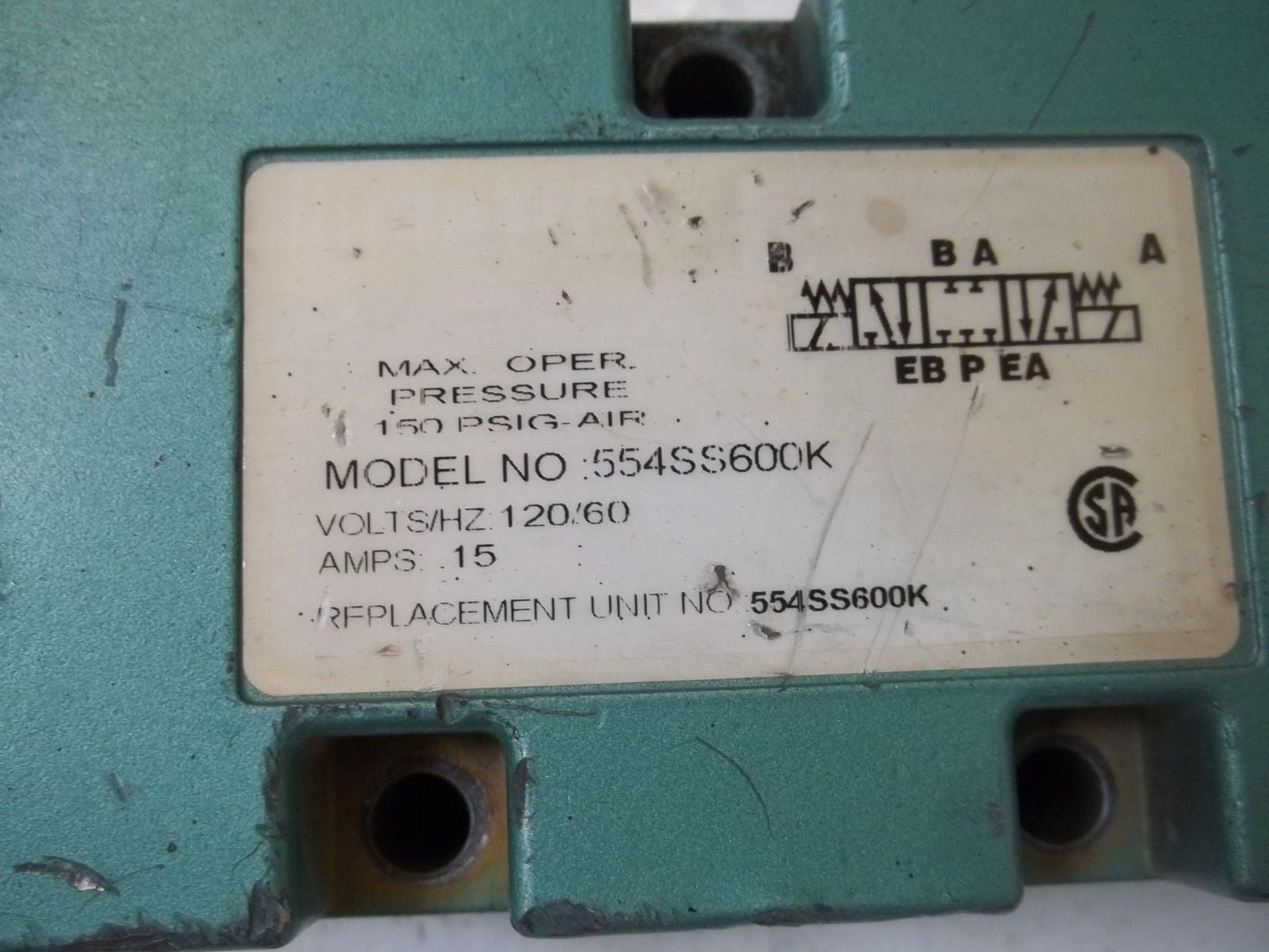 NUMATICS 554SS600K SOLENOID VALVE *USE*