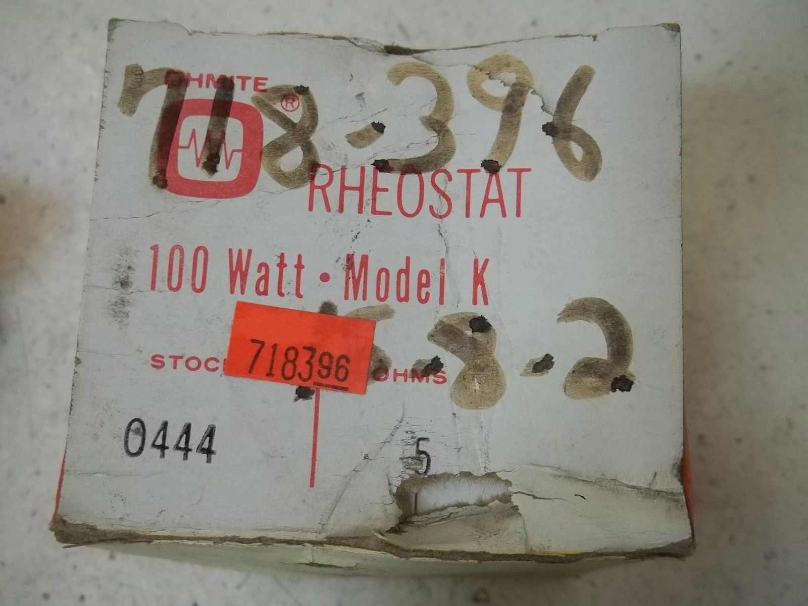 OHMITE 0444 RHEOSTAT 100WATTS MODEL K *NEW IN BOX*