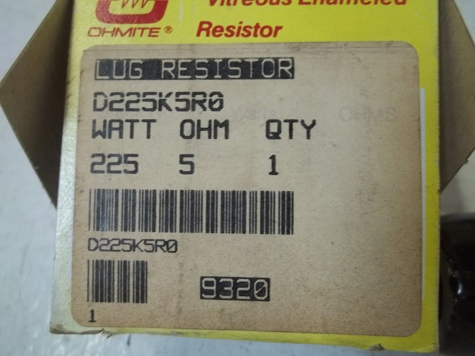 OHMITE D225K5R0 LUG RESISTOR 225WATTS, 5 OHM *NEW IN BOX*