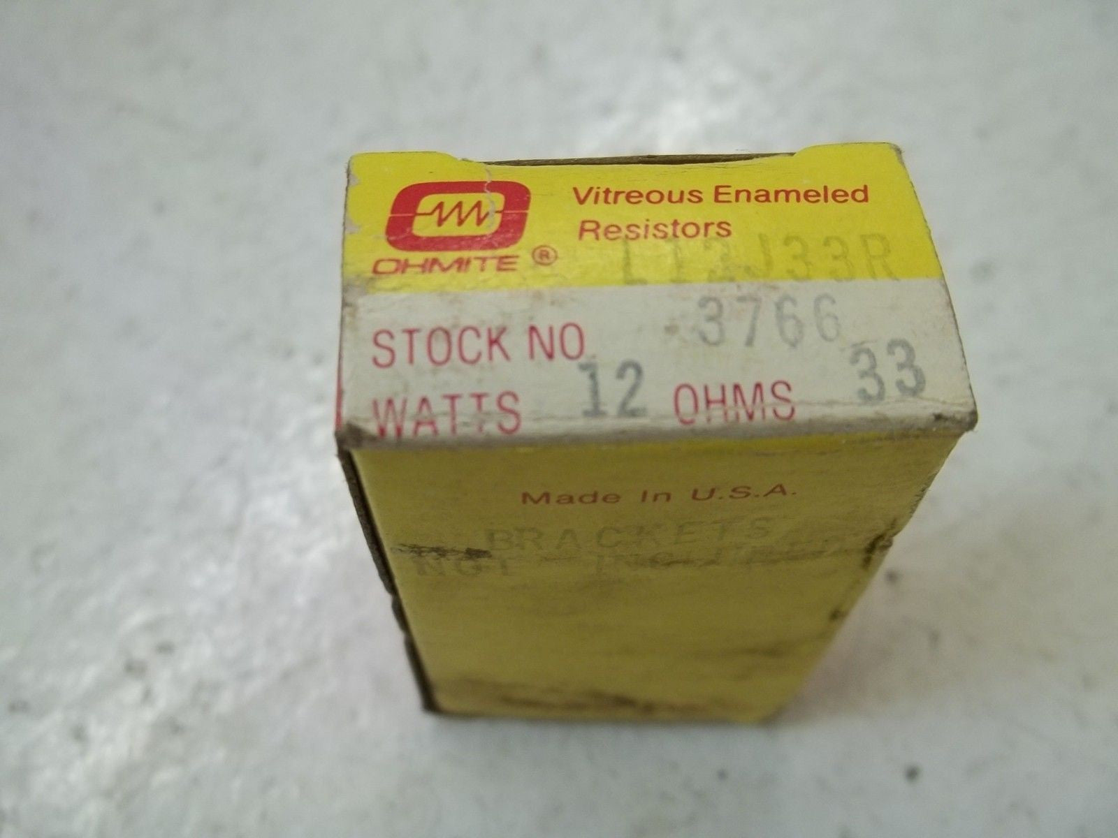 OHMITE L12J33R RESISTOR 12WATTS, 33 OHMS *NEW IN BOX*