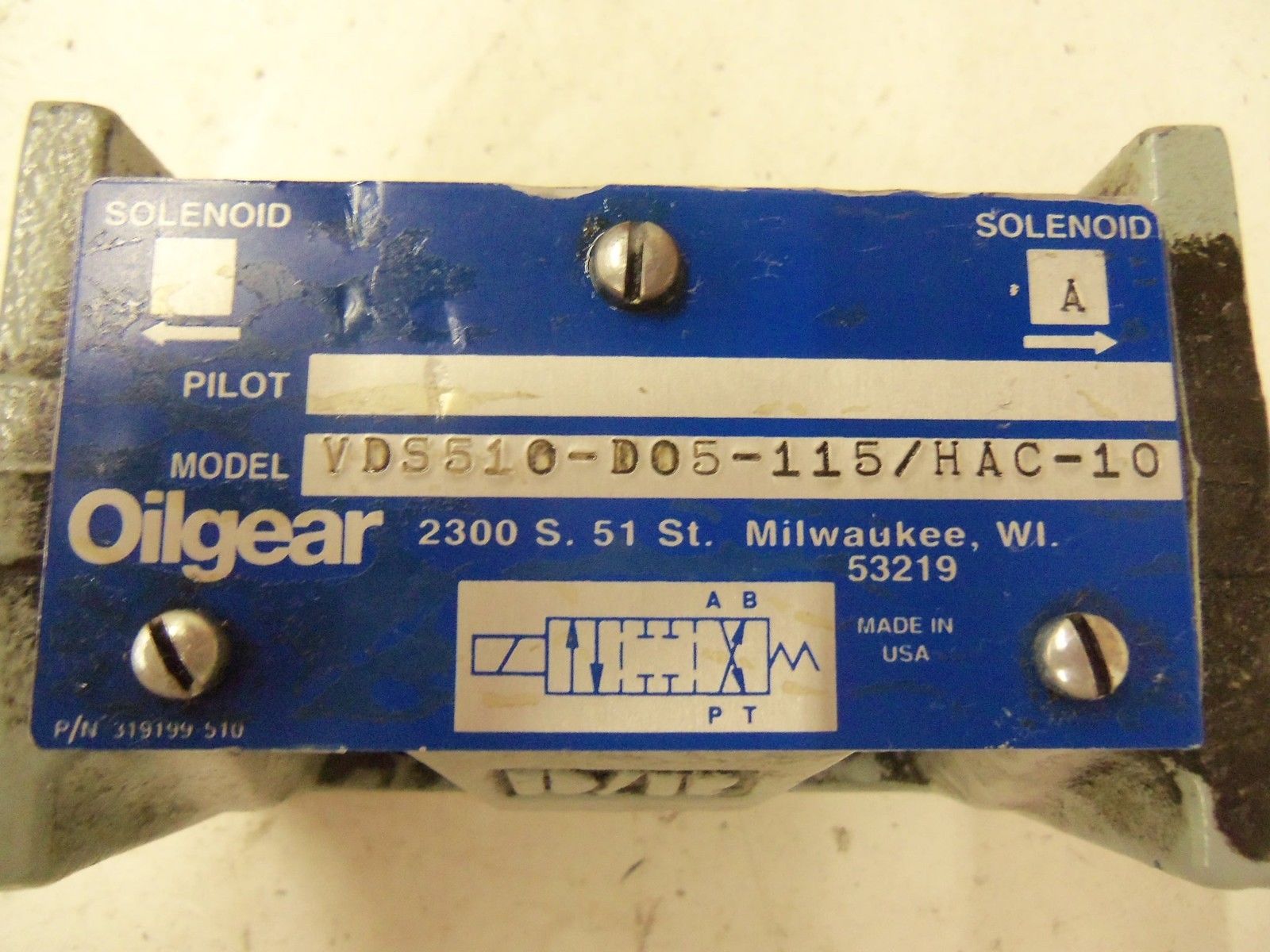 OILGEAR VDS510-D05-115/HAC-10 DIRECTIONAL CONTROL VALVE *USED*