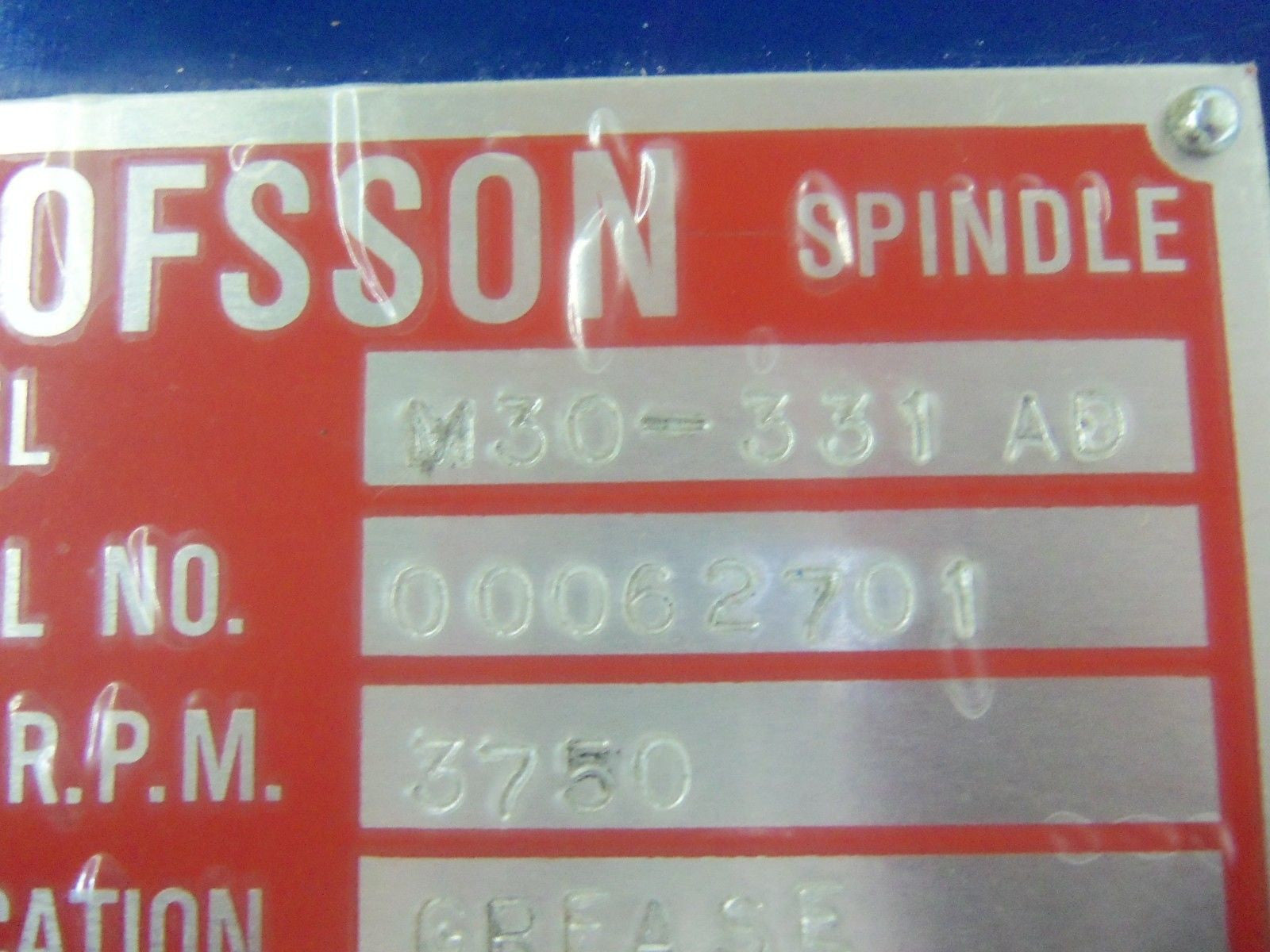 OLOFSON M30-331 AD SPINDLE 3750 RPM *USED*