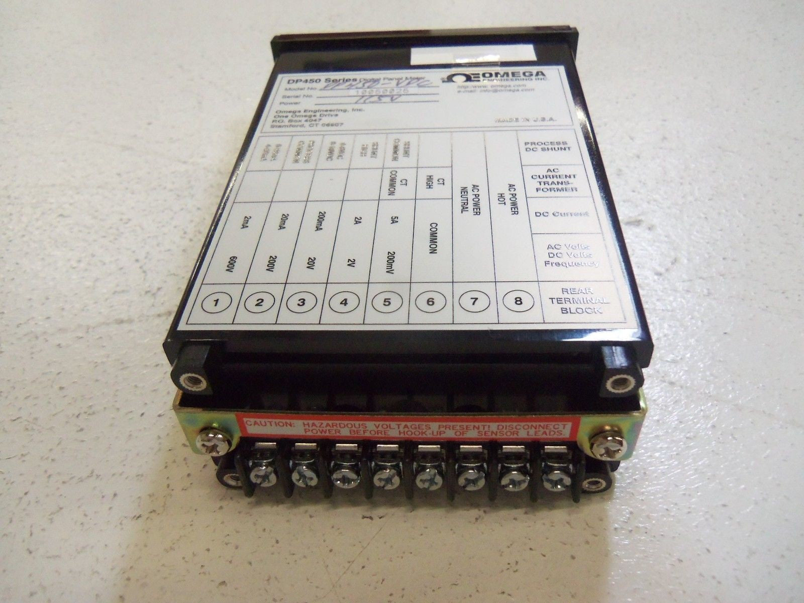 OMEGA PANEL METER DP450-VDC *USED*