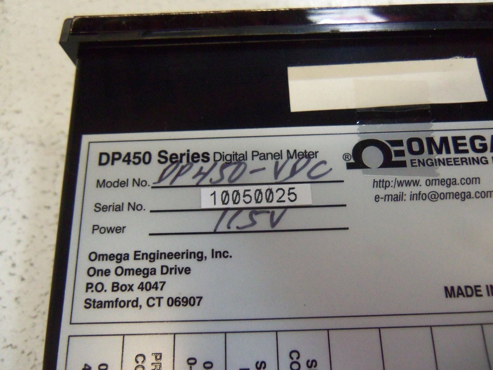OMEGA PANEL METER DP450-VDC *USED*
