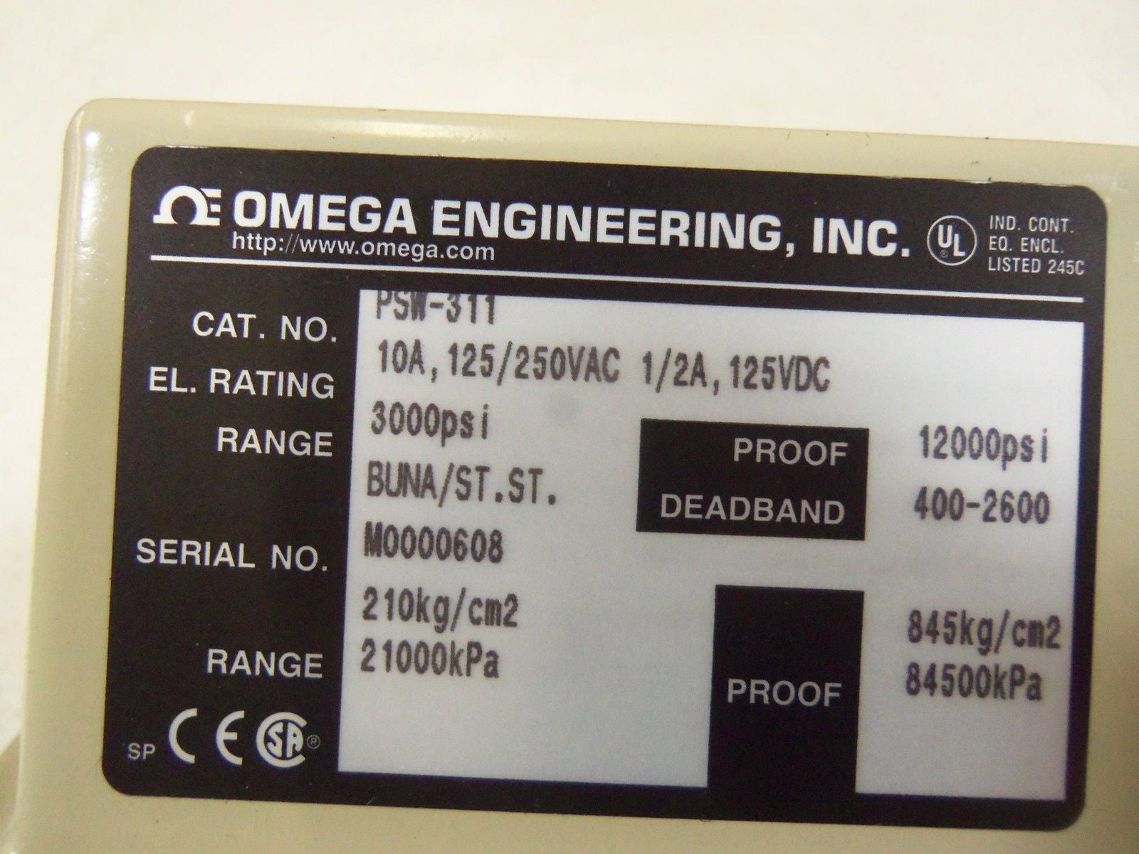 OMEGA PRESSURE SWITCH PSW-311 *NEW IN BOX*