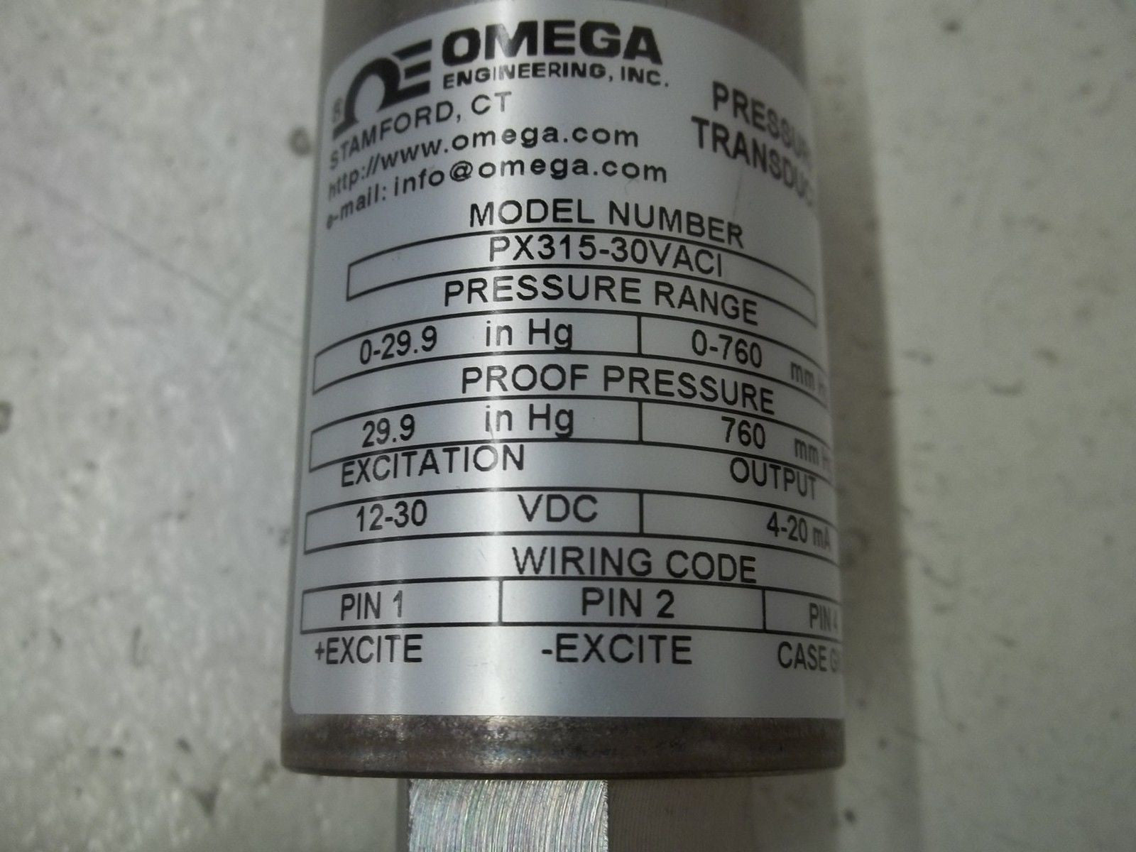 OMEGA PX315-30VAI PRESSURE TRANSDUCER *USED*