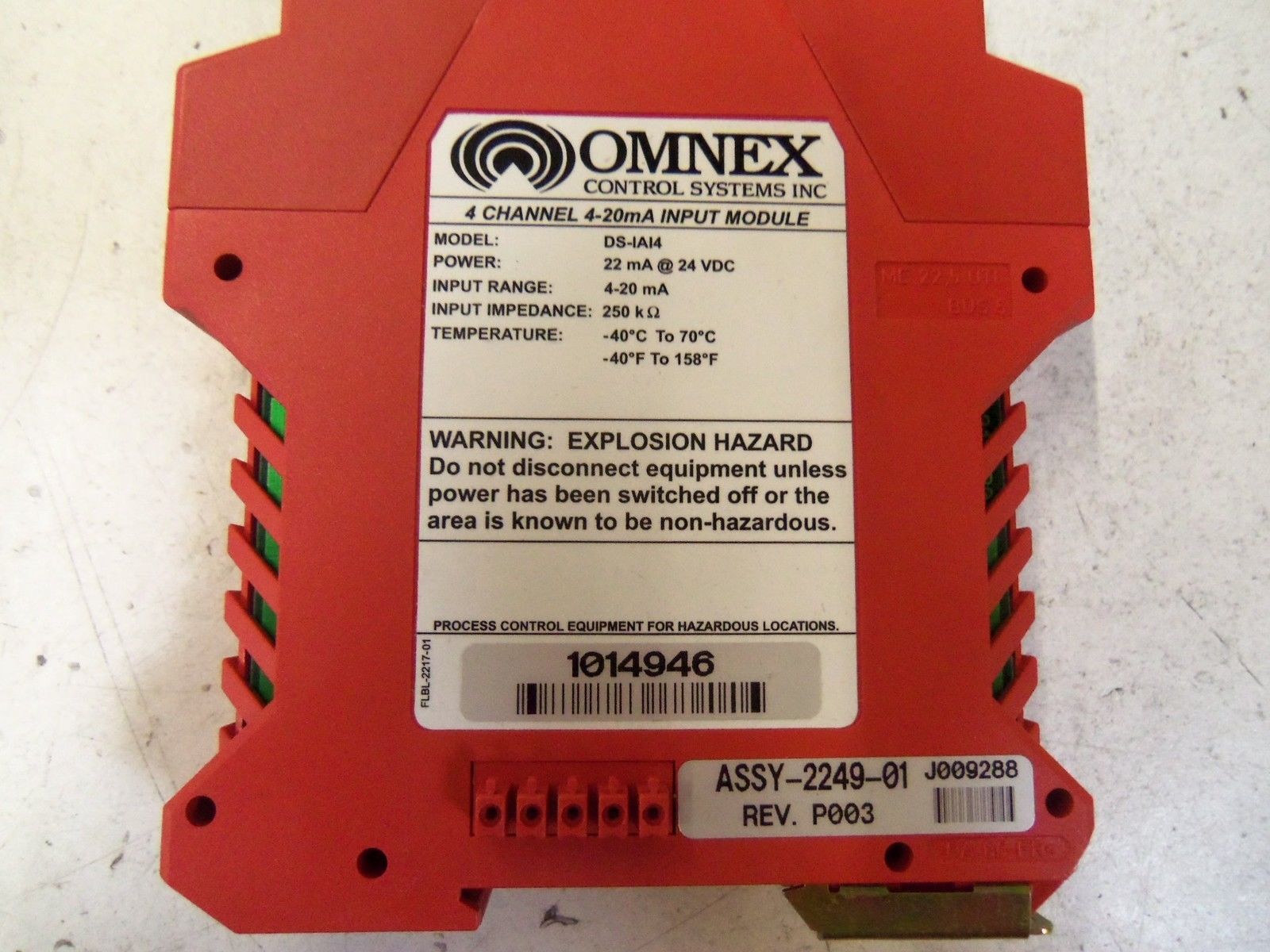 OMNEX DS-IAI4 4 CHANNEL 4-20mA INPUT MODULE ASSY-2249-01 *NEW IN BOX*