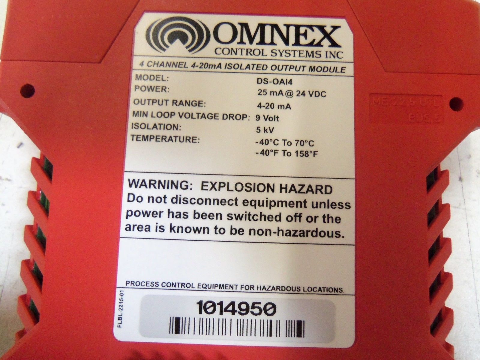 OMNEX DS-OA14 4 CHANNEL 4-20mA ISOLATED OUTPUT MODULE ASSY-2250-01 *NEW IN BOX*