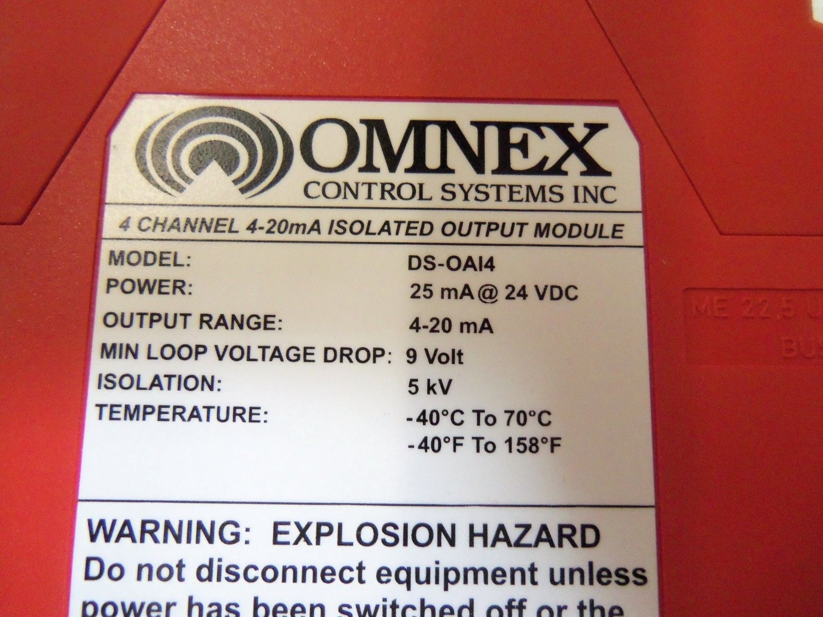 OMNEX DS-OA14 4 CHANNEL 4-20mA ISOLATED OUTPUT MODULE ASSY-2250-01 *NEW IN BOX*