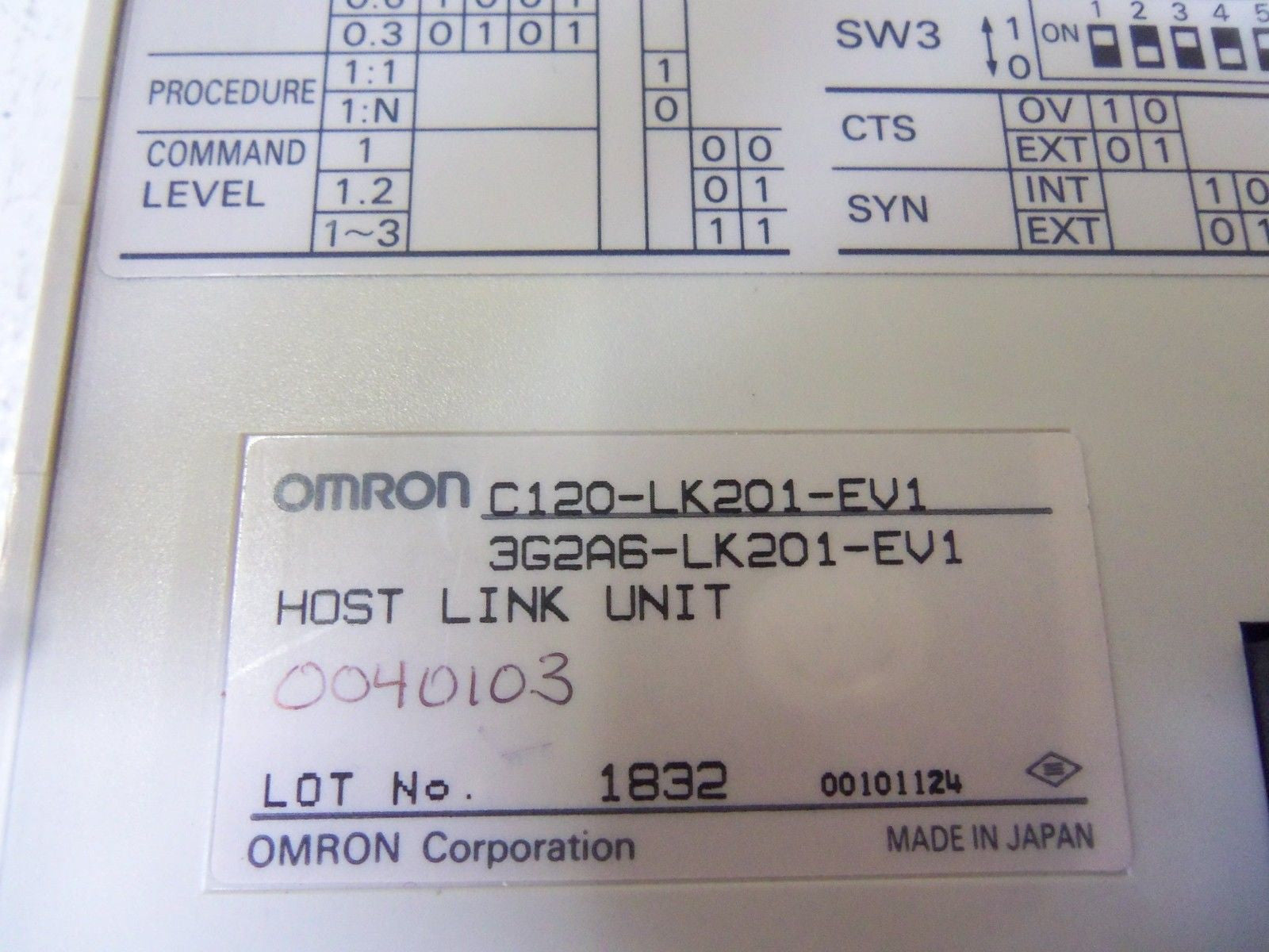 OMRON C120-LK201-EV1 HOST LINK ADAPTER MODULE *USED*