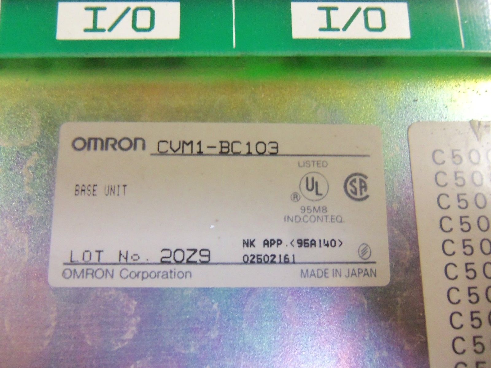 OMRON CVM1-BC103 I/O BACKPLANE *USED*