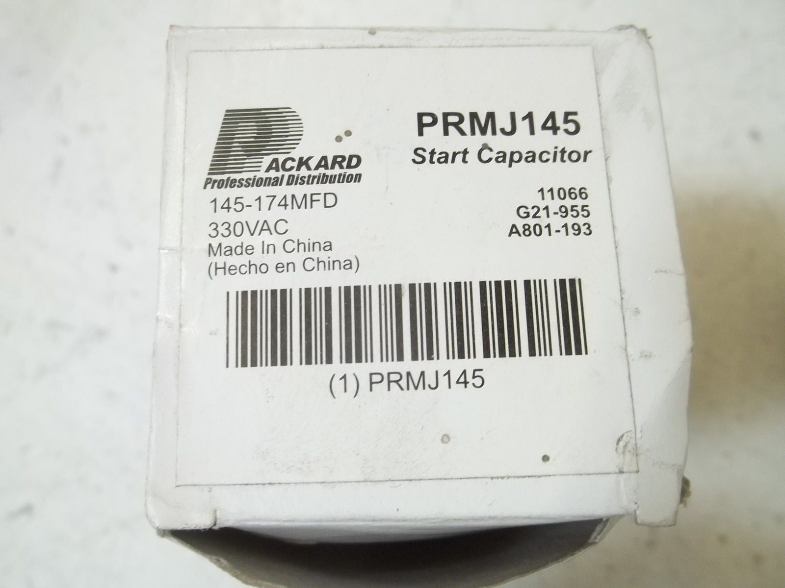 PACKARD INC. PRMJ145 START CAPACITOR *NEW IN BOX*