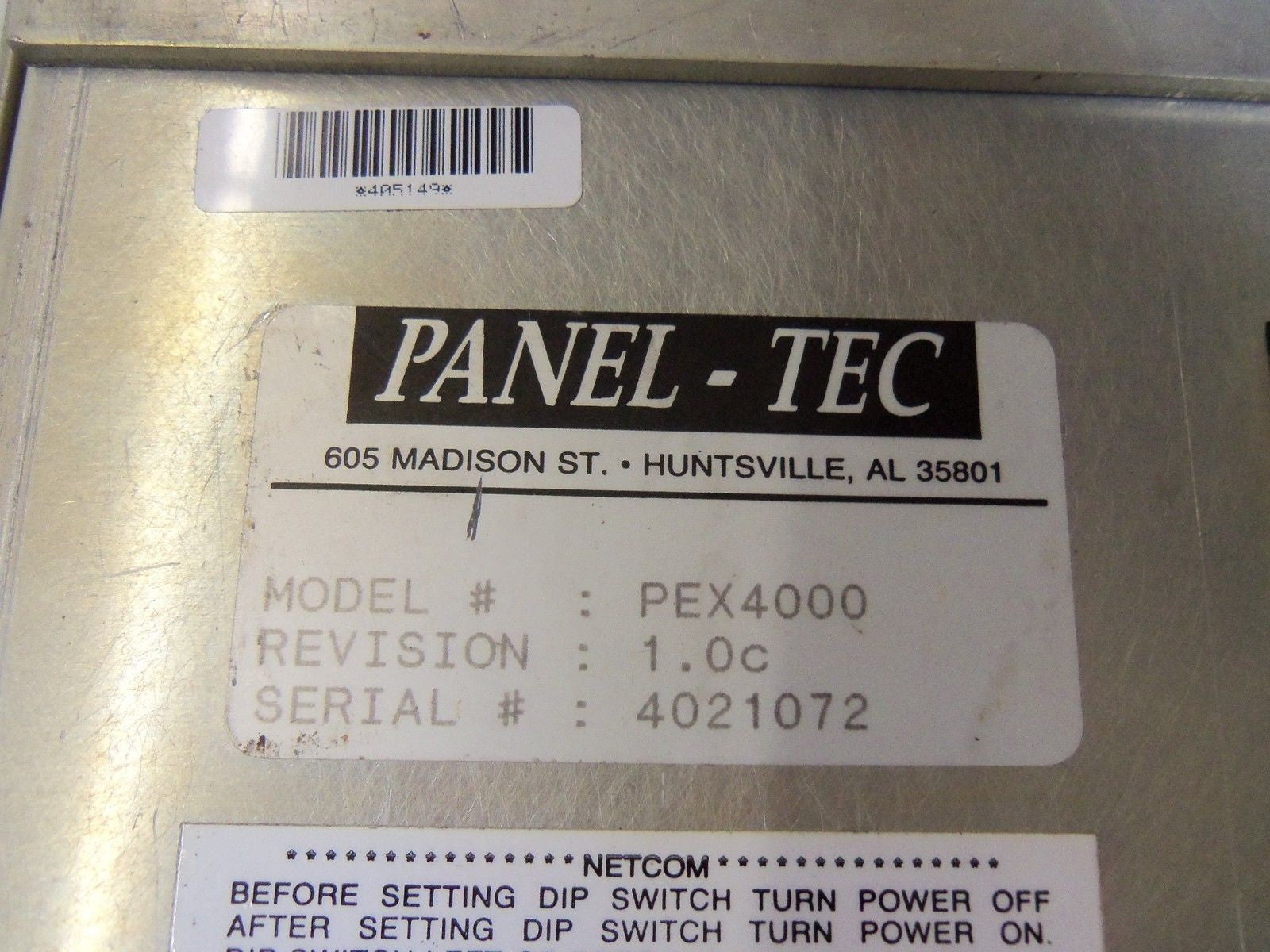 PANEL-TEC PEX4000  REVISION 1.0C  *USED*