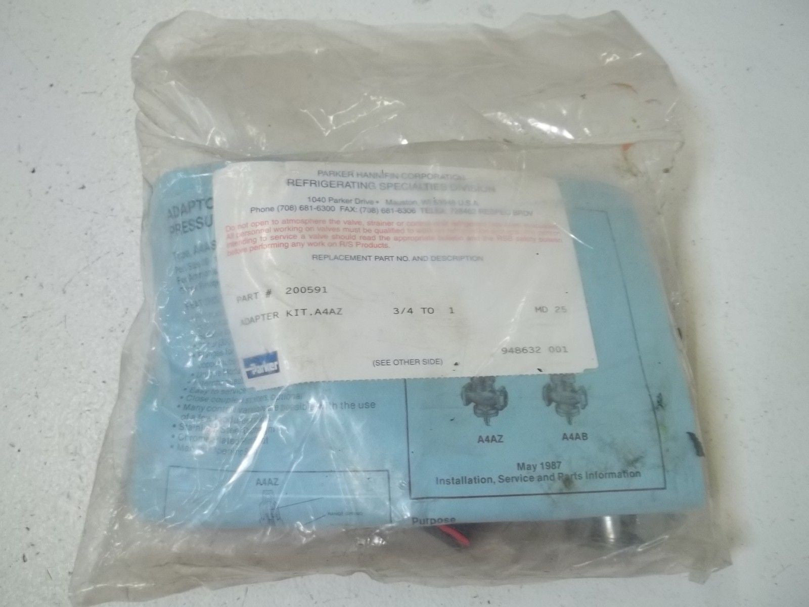 PARKER 200591 ADAPTER KIT *NEW IN A BAG*