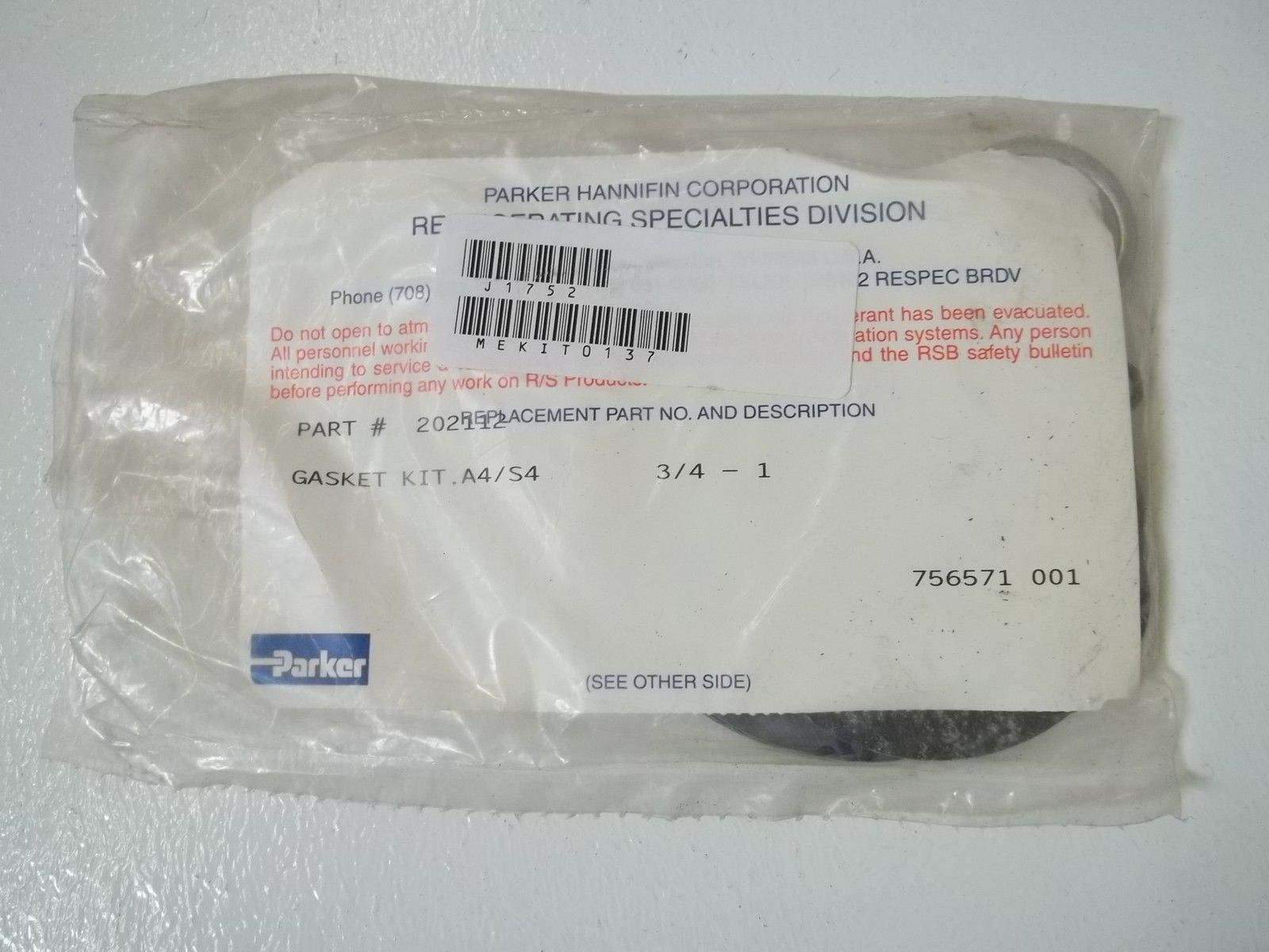 PARKER 202112 GASKET KIT *NEW IN A BAG*