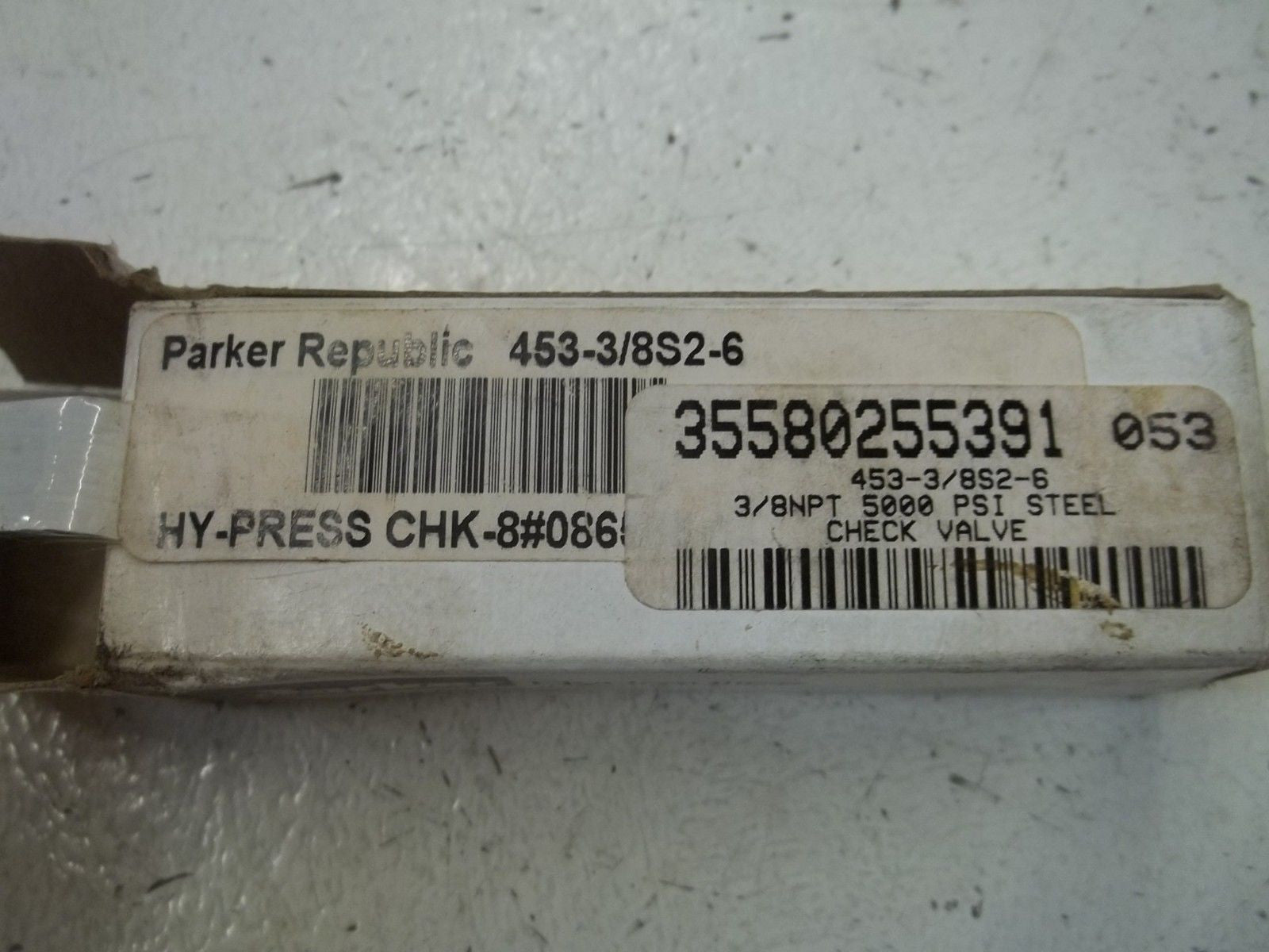 PARKER 453-3/8S2-6 HYDRAULIC CHECK VALVE *NEW IN BOX*