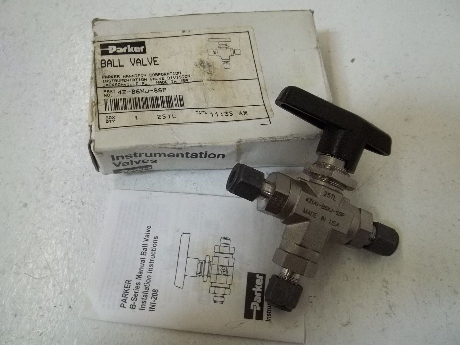 PARKER 4Z-B6XJ-SSP BALL VALVE *NEW IN BOX*