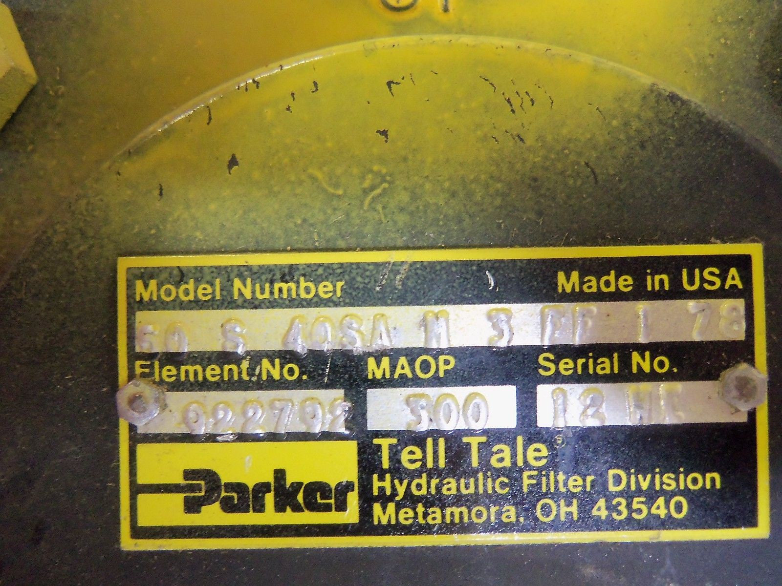PARKER 50-S-40SA-M-3-FF-1-78 *USED*