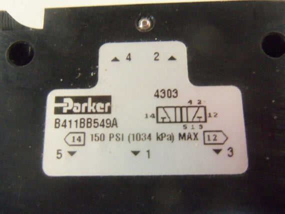 PARKER B411BB549A SOLENOID VALVE *USED*