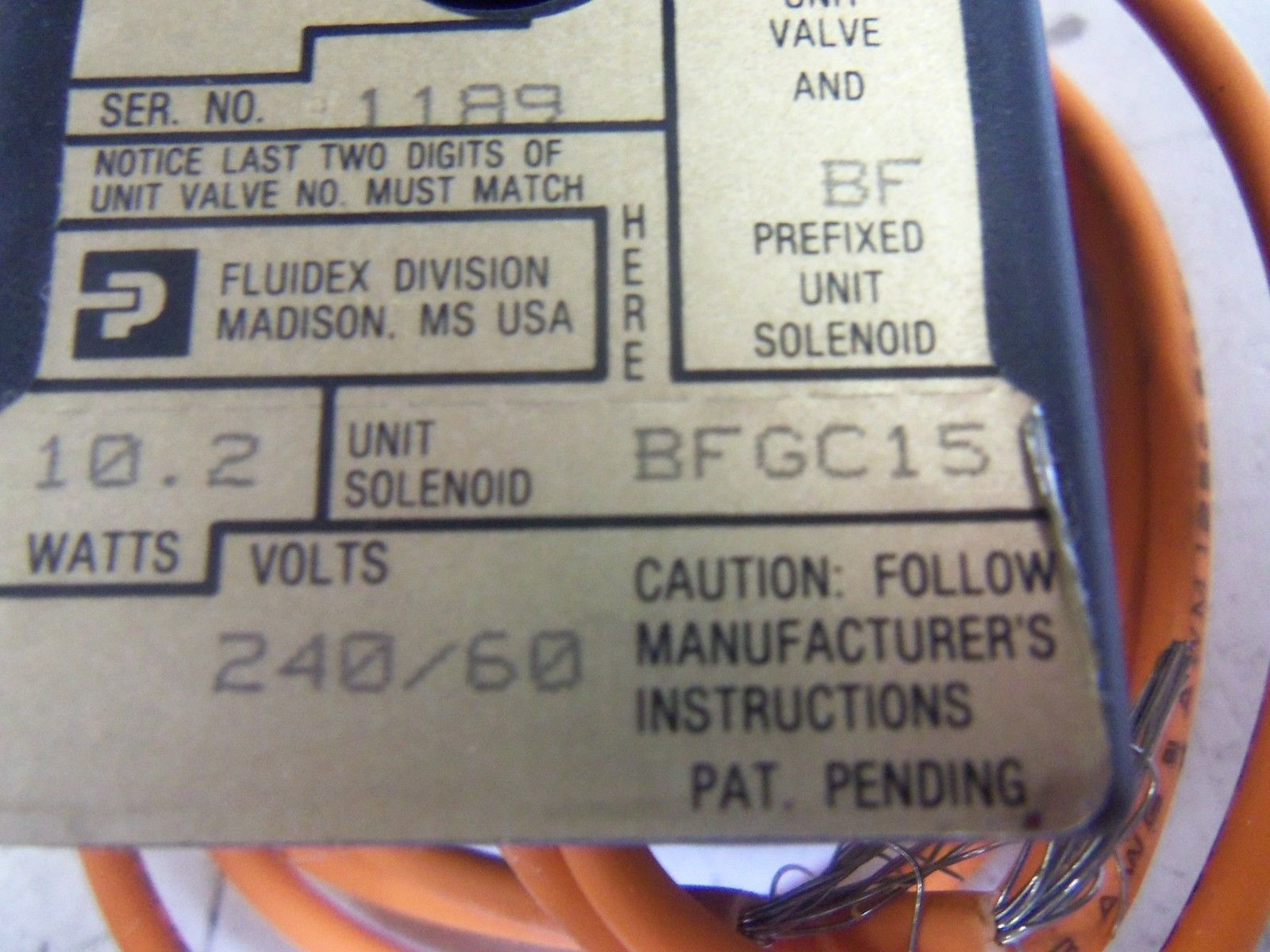PARKER BFGC15 SOLENOID COIL *NEW IN BOX*