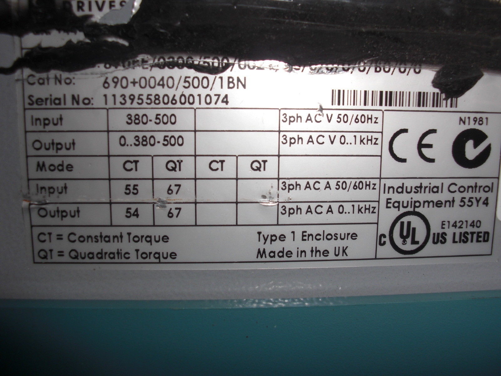 PARKER/EUROTHERM 690+0040/500/1BN WITH OUT 6901/00 KEYPAD  *NEW NO BOX*