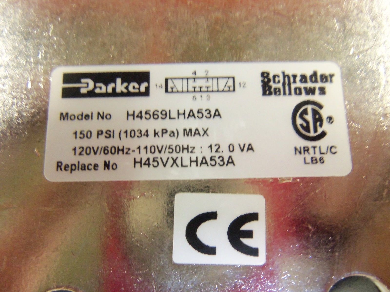 PARKER H4569LHA53A SOLENOID VALVE H45VXLHA53A *NEW NO BOX*
