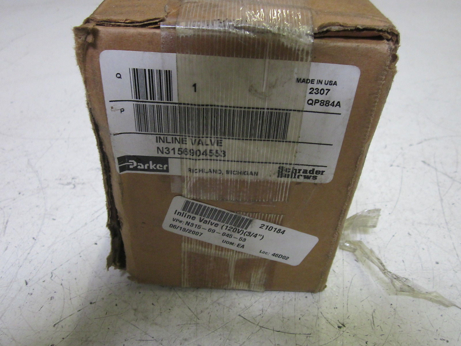PARKER N3156904553 INLINE VALVE 140PSI *NEW IN BOX*
