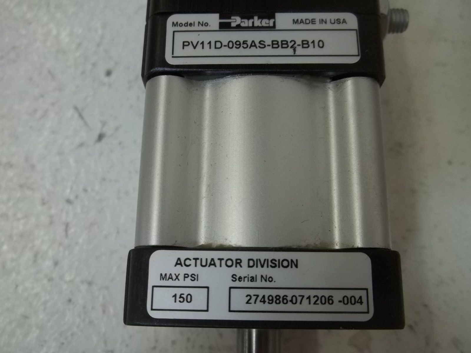 PARKER PV11D-095AS-BB2-B10 AIR CYLINDER *USED*